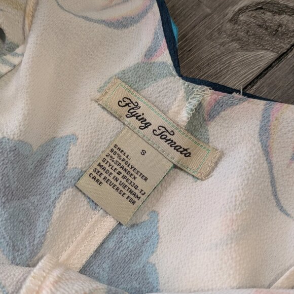 Flying Tomato, Strappy Cold Shoulder Ruffle Pants Romper, Tropical Print, Sz S - Picture 5 of 9